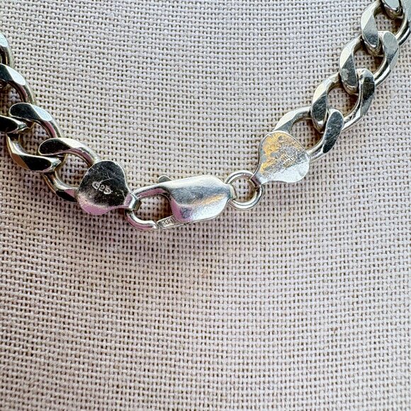 VTG Sterling Silver 925 Heavy Curb Link Chain Necklace Size 20.5" Length - Picture 4 of 10